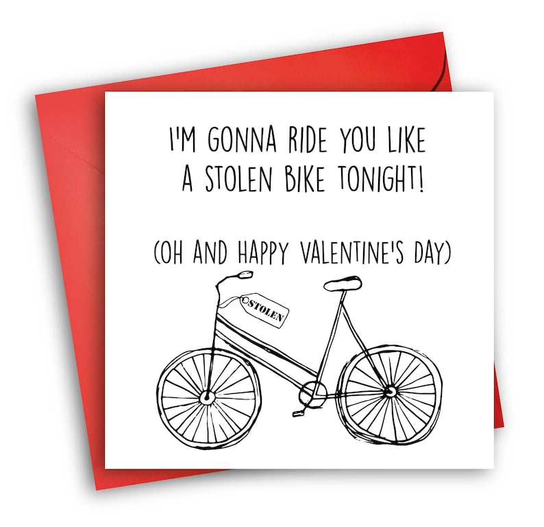 Funny Valentine's Day Card/ Cheeky Cards / Stolen Bike image 1