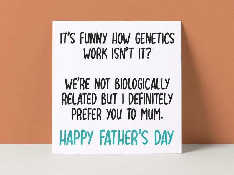 Funny Stepdad Father's Day Card: Genetics Humor image 1