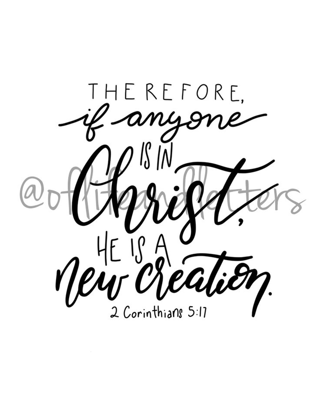 New Creation Wall Print, Hand Lettered INSTANT DOWNLOAD If Anyone is in ...