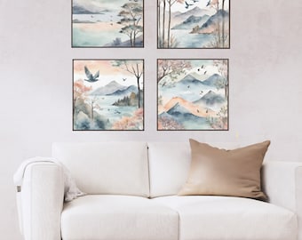 Japandi Wall Art, Japanese Art Prints, Japandi Décor, Mountain Wall Art, Minimalist Wall Art, Landscape, Sold Separately