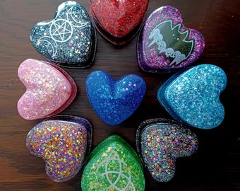 Heart-Shaped Resin Trinket Box with Lid