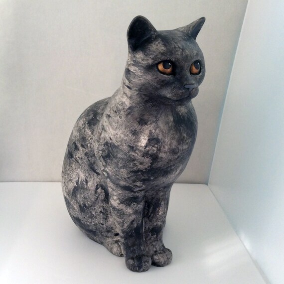50 OFF Sitting cat statue 15 Greyblue marble color