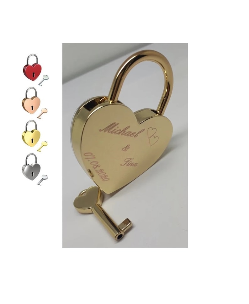 Love lock with engraving, personalized lock, bridge lock image 1