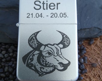 Feuerzeug Sternzeichen Stier , Geburtstagsgeschenk, ,  Benzinfeuerzeug,Geschenk