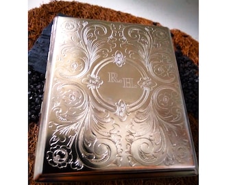 Metal cigarette case with engraving