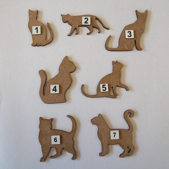 Laser cut 3mm craft MDF Cat shapes