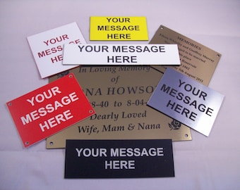 Bespoke laser engraved labels and signs, assorted colours available
