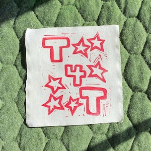 Red T4T Pride Lino Cut Patch