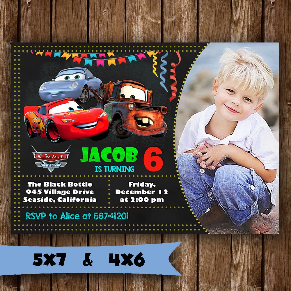 Disney Cars Invitation Disney Cars Birthday Invitation Cars Etsy