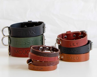 Engraved Dog Collar - Handcrafted Leather Dog Collars - Personalised Dog Gift