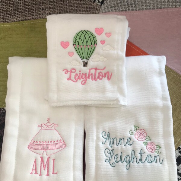 Personalized Embroidered Burp Cloth monogrammed