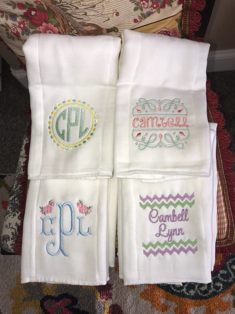 Personalized Embroidered Burp Cloth Monogrammed Etsy