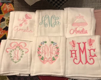 Personalized Embroidered Burp Cloth monogrammed