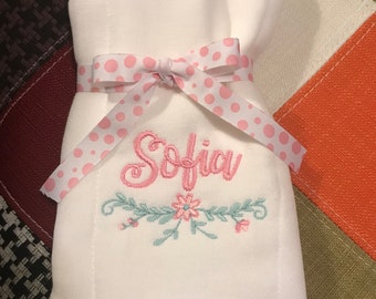 Personalized Embroidered Burp Cloth monogrammed