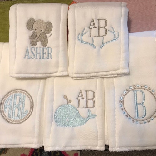 Baby Girl Monogrammed Burp Cloths Embroidered Burp Cloth Gift Etsy