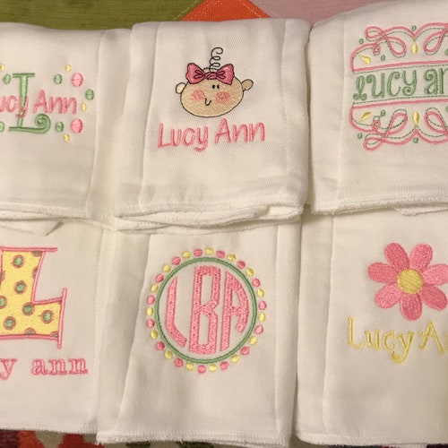 Personalized Embroidered Burp Cloth Monogrammed Etsy