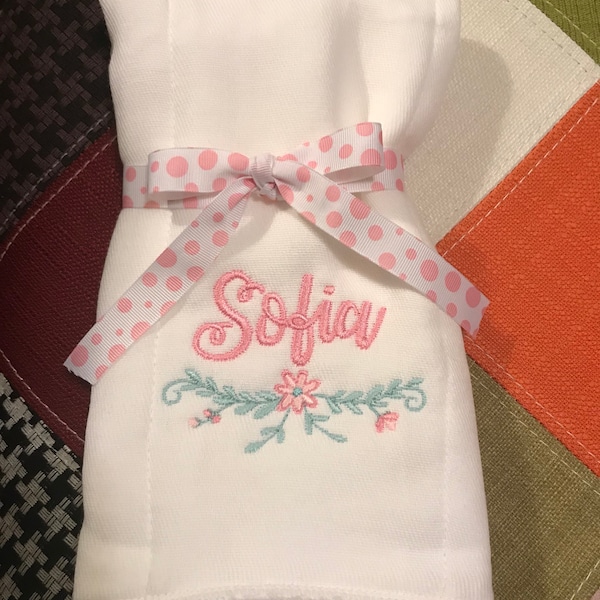 Personalized Embroidered Burp Cloth monogrammed