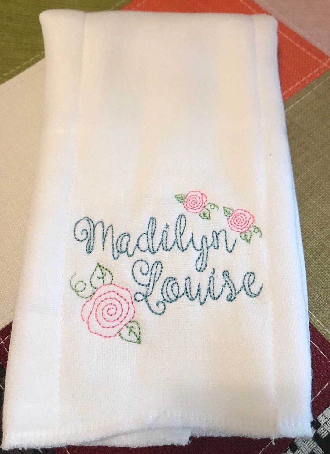 Personalized Embroidered Burp Cloth Monogrammed Etsy