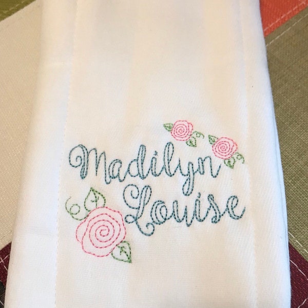 Personalized Embroidered Burp Cloth monogrammed