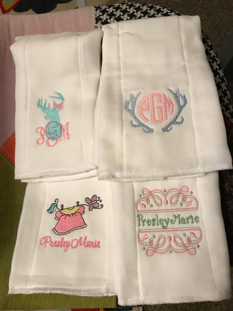 Personalized Embroidered Burp Cloth Monogrammed Etsy