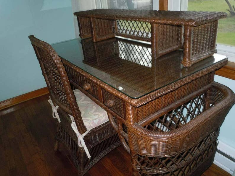 Henry Link Smithsonian Collection Wicker Desk Chair Set Etsy
