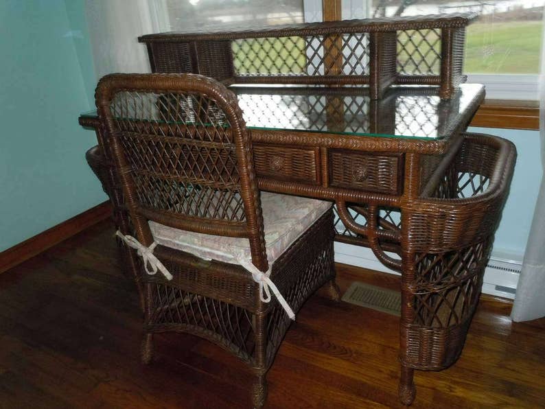 Henry Link Smithsonian Collection Wicker Desk Chair Set