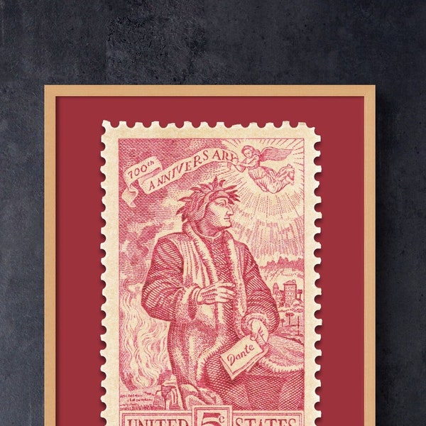 Dante 700 Years 1965 5c Stamp - Museum-Quality Print