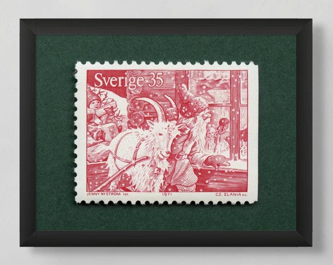 Sweden 1971 Christmas Postage Stamp Art Print: Jultomten Nordic Decor