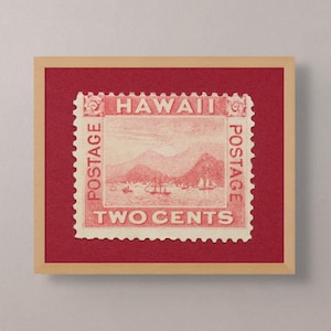 Republik von Hawaii Poster, Republik von Hawaii Kunst, Vintage Hawaii Print von 1899 2c Stempel mit Perforationen, farbiger Hintergrund - Museumsqualität