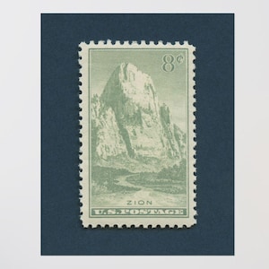 Zion Nationalpark Print, Zion Nationalpark Poster, Zions Druck, Zions Wandkunst, Zions Poster, 1934 8c Stempel - Museumsqualität