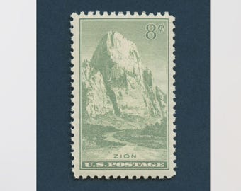 Zion National Park Print, Zion National Park Art, Zions Print, Zions Wall Art, Zions Poster, 1934 8c Stamp - Museum-Quality