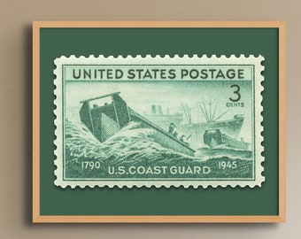 US Armed Forces: COAST GUARD 1945 3c Stamp - Museum-Quality Print