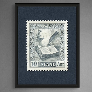 1953 Island Manuskript Stempeldruck, Island Poster, Vintage Island Kunst, Island Stempel, Island Wanddekor, Island Wandkunst