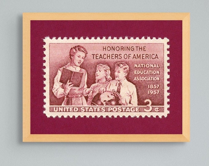 Honoring Teachers of America, Vintage Teacher Gift, Teachers Stamp, Teachers Wall Art, School Teachers Print, 1957 3c Stamp - Museum-Quality