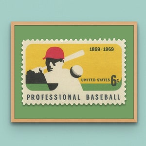 Baseball 6c Stamp 1969 Museum-Quality Print 14 x 11in image 1