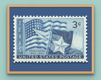 Texas Statehood 3c Stamp 1945 - Museum-Quality Print (14 x 11in)