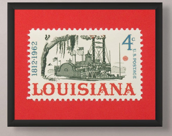 Louisiana Steamboat Stamp Art Print: New Orleans Nostalgia