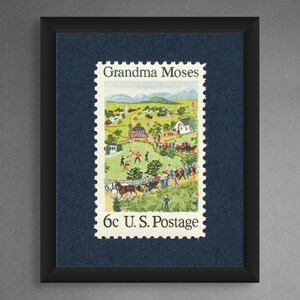 Grandma Moses Print, Grandma Moses Poster, Anna Mary Robertson Moses, Amerikanische Volkskunst, 1969 6c Stempel - Druck in Museumsqualität