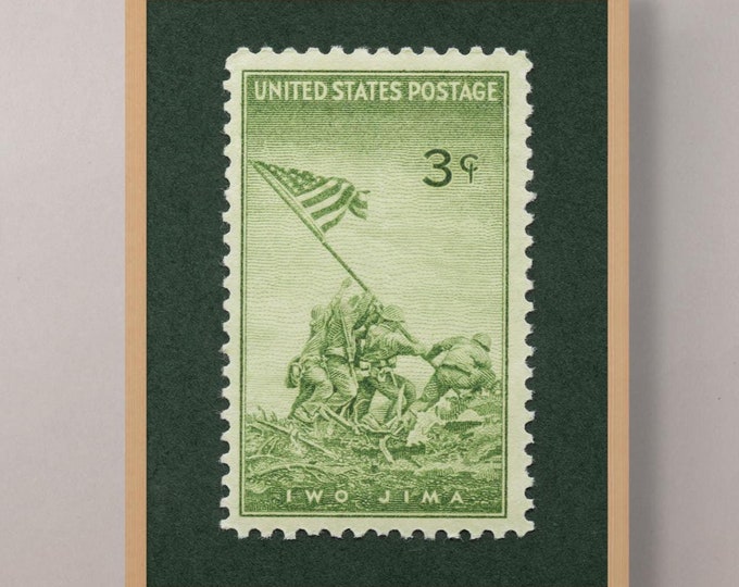 Iwo Jima Stamp Art Print: WW2 Marines Poster