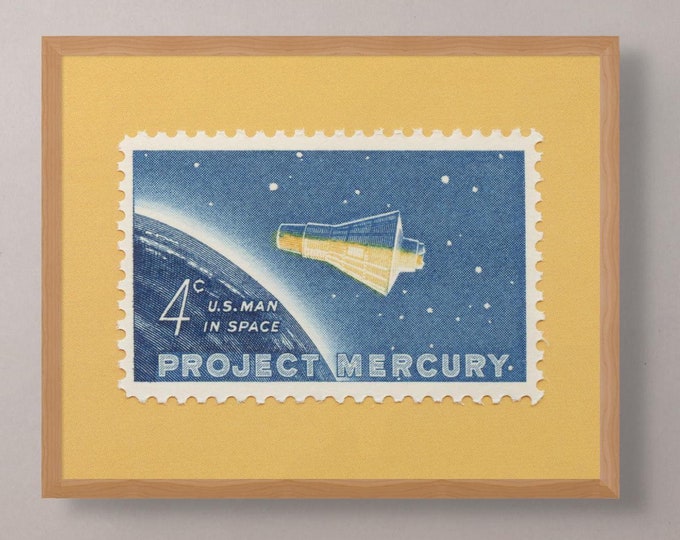 Project Mercury Stamp Poster: Vintage NASA Art Print