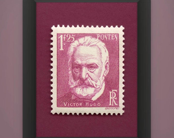 Victor Hugo 1935 Postage Stamp Art Print: French Author Portrait Poster