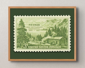 Nevada First Settlement 100th Anniversary 1951 3c Stamp - Museum-Quality Print (14 x 11in)