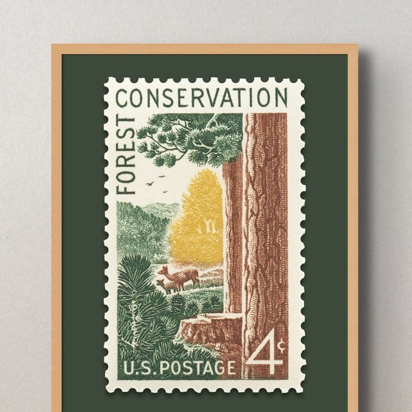 Forest Conservation 1958 4c Stamp - Museumkwaliteit Print Meerdere maten
