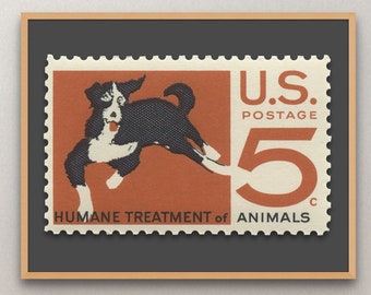 Humane Treatment of Animals 5c Stamp 1966 - Museum-Quality Print (14 x 11in)