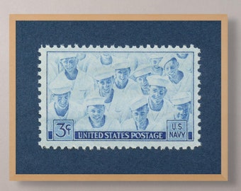 Stampa francobollo della Marina degli Stati Uniti: 1945 Arte d'epoca dell'Accademia Navale