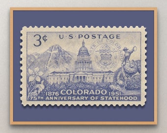 Colorado Statehood 75th Anniversary 1951 3c Stamp - Museum-Quality Print
