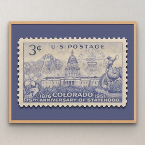 Colorado Statehood 75th Anniversary 1951 3c Stamp - Museum-Quality Print