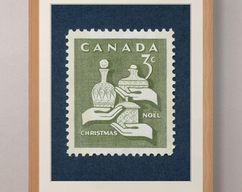 1965 Canada Christmas Stamp Print: Vintage Wise Men Art