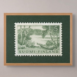 Finland Landschaft Stempel (1961) Print, finnischer Kunstdruck, Finland Poster, Suomi Poster, Finland Stamp - Museumsqualität