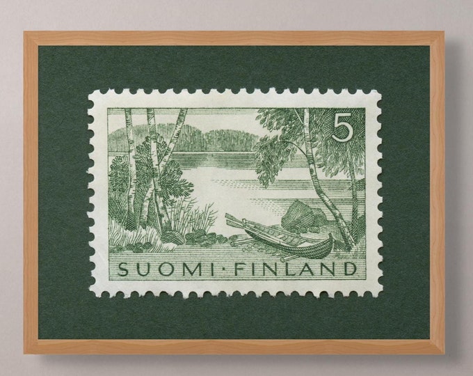 Finland Landscape Stamp Art Print (1961) - Museum Quality